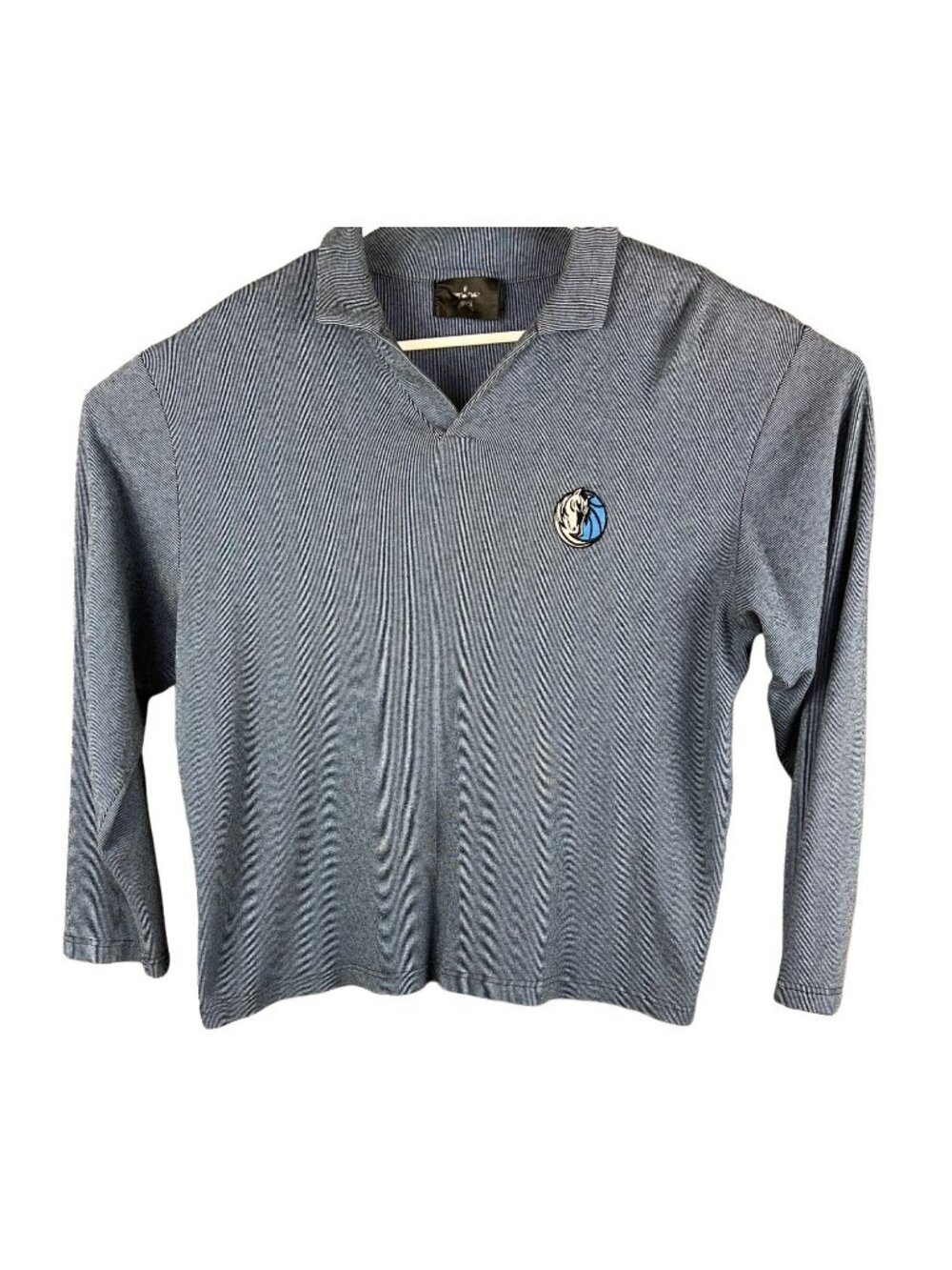 Dallas Mavericks Embroidered Logo Long Sleeve Polo Shirt Gray Mens Size L